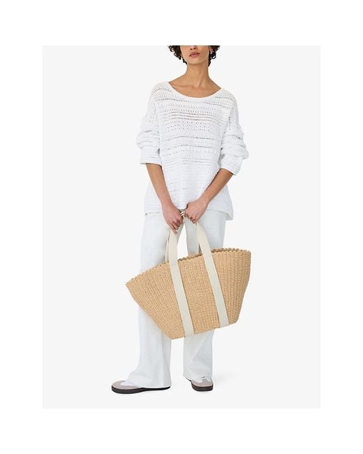 The White Company Natural Webbing-Strap Straw Tote Bag