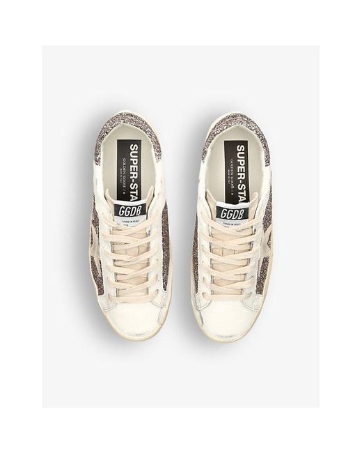 Golden Goose Deluxe Brand Natural Super Star Glitter-embellished Faux-leather Low-top Trainers