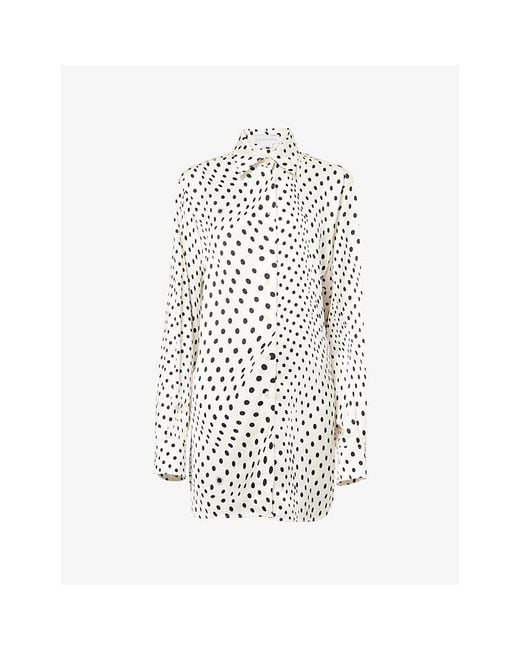 Stella McCartney White Polkadot Oversized Satin Shirt