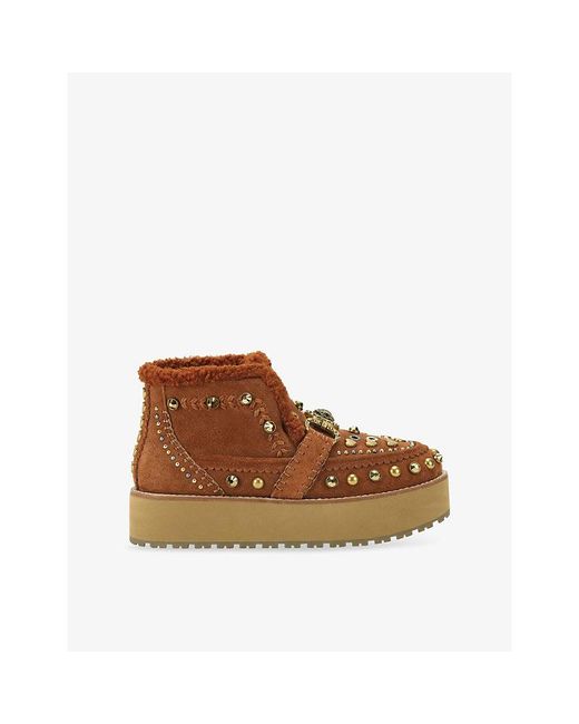Kurt Geiger Brown Mansion Cosy Embellished Suede Ankle Boots