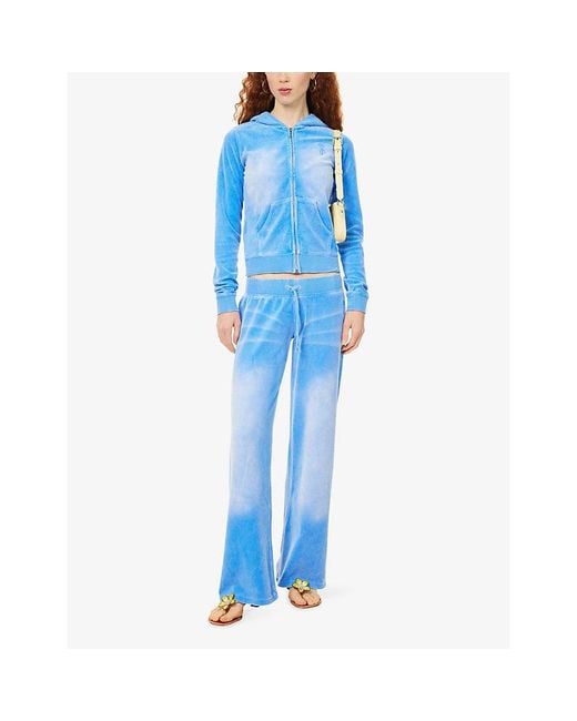 Juicy Couture Blue Embroidered-Logo Straight-Leg Cotton-Blend Jogging Bottoms