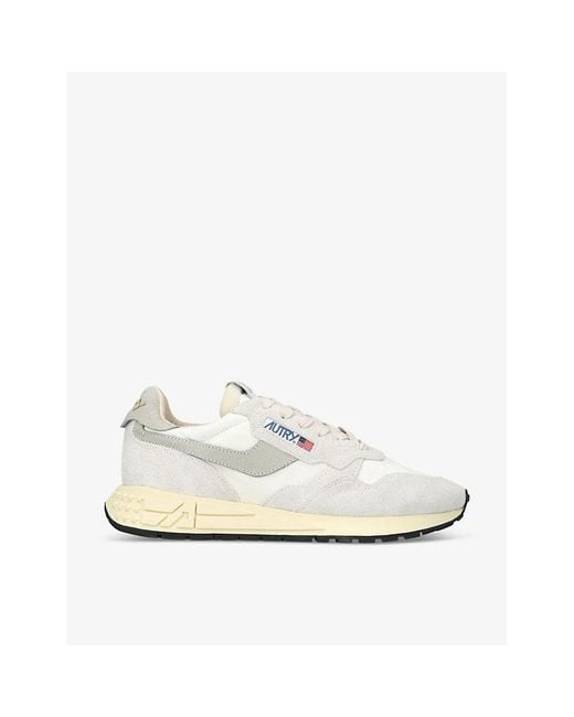 Autry White Reelwind Brand-Embroidered Leather And Nylon Low-Top Trainers