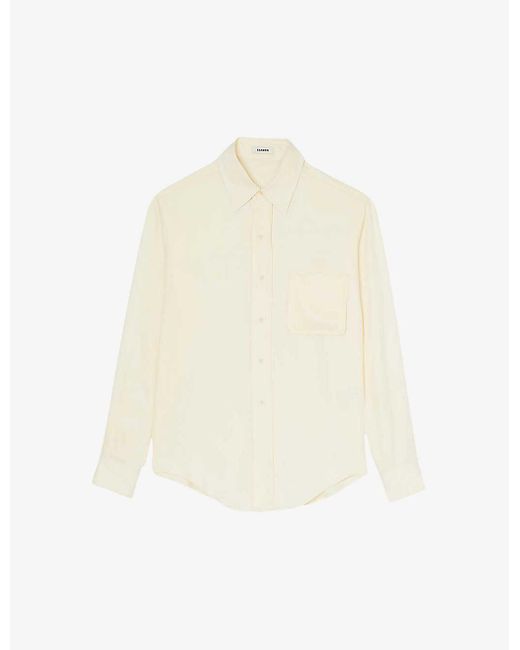 Sandro White Patch-pocket Relaxed-fit Woven Shirt X for men
