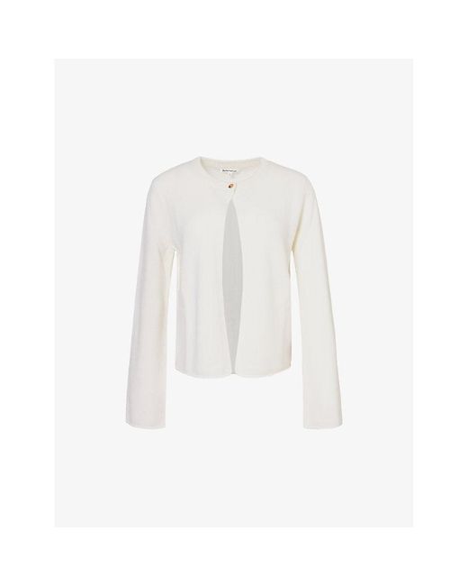 Reformation White Liza Round-neck Recycled-cashmere Cardigan