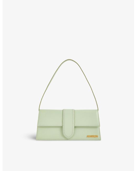 Jacquemus Le Bambino Long Leather Shoulder Bag in Light Green (Green