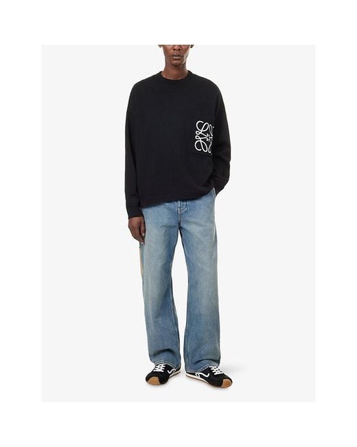 Loewe Blue Suede Patch-Pocket Denim Jeans for men