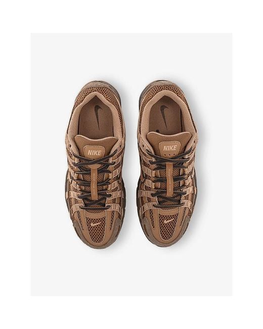 Nike Brown P-6000 Leather And Mesh Trainers for men