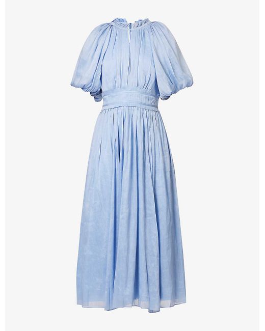Aje. Blue Elysium Linen And Silk-blend Maxi Dress