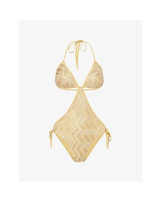 Missoni Metallic Zigzag Cut-Out Swimsuit