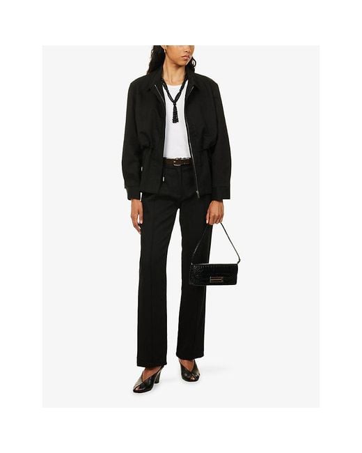The Dropped Collection Black Mid-Rise Tailored-Fit Cotton-Twill Trousers