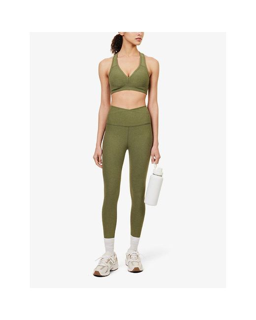 Beyond Yoga Green Spacedye Wrap-over High-rise Stretch-jersey leggings