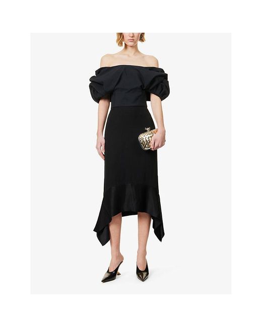 Gabriela Hearst Black Erwan Puff-sleeved Silk And Wool-blend Top