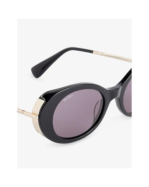 Max Mara Black Malibu10 Oval-frame Acetate Sunglasses