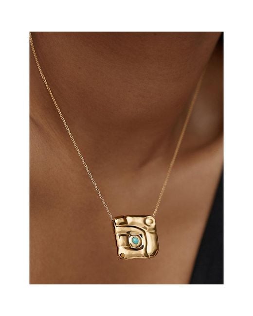 Monica Vinader Metallic Amaia Bold Gemstone 18Ct- Vermeil And Amazonite Chain Necklace