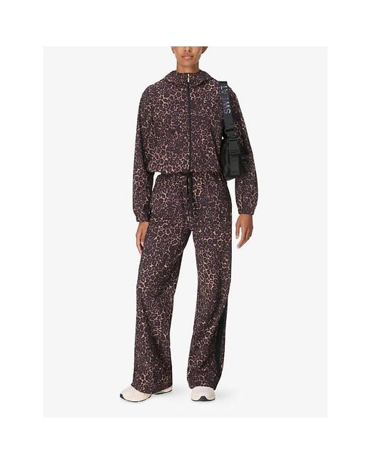 Sweaty Betty Brown Explorer 30In Leopard-Print Wide-Leg Stretch-Woven Trousers