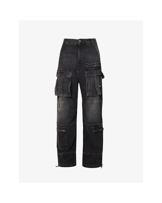 Sportmax Black Giraffa Patch-pocket Straight-leg Mid-rise Jeans