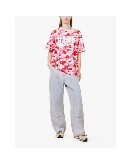 A Bathing Ape Red Camouflage-pattern Relaxed-fit Cotton-jersey T-shirt