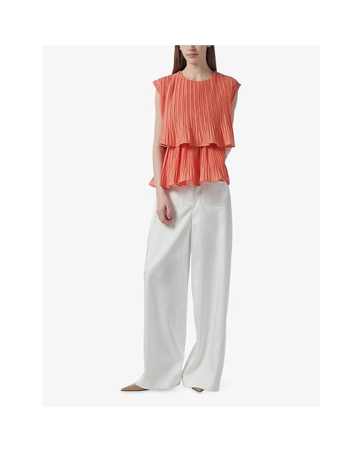 eem Tiered Round-Neck Woven Blouse