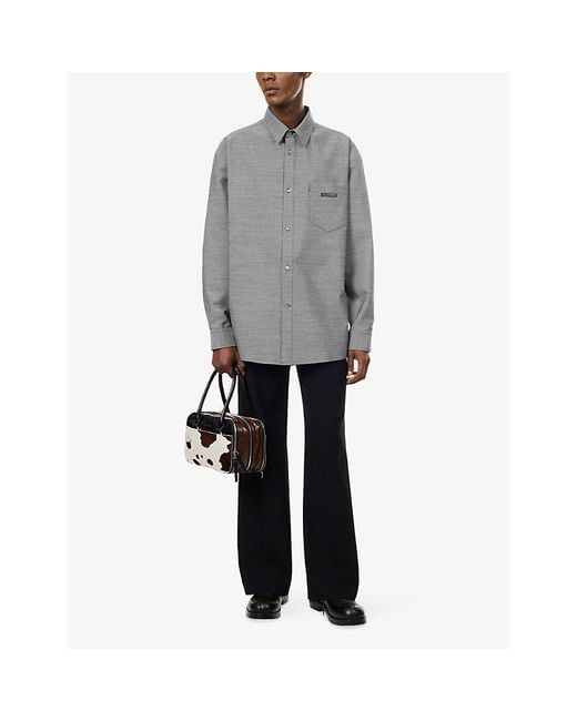 Marni Gray Oversized Long-Sleeve Wool Shirt for men