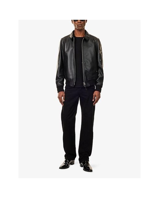 Tom Ford Black Plonge Pocket Leather Jacket for men