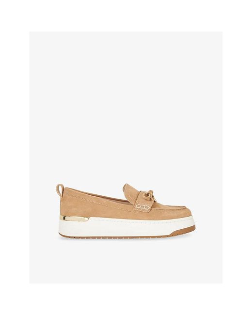Dune Natural Glide Suede Flatform Loafers