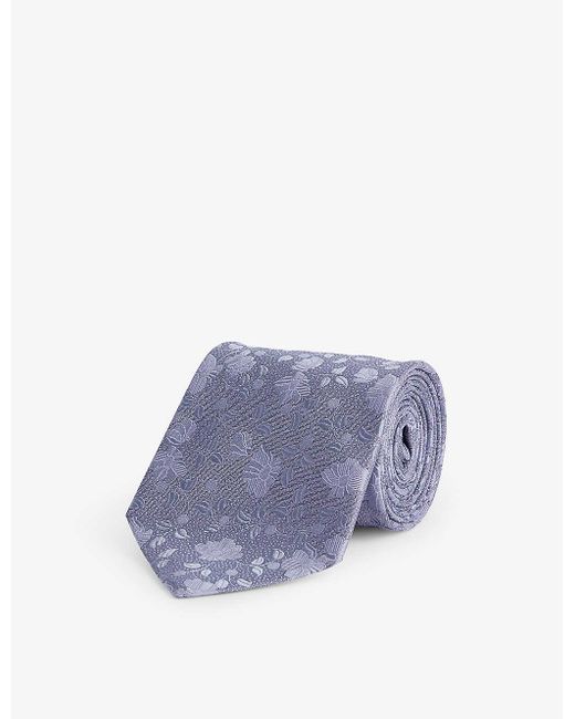 Paul Smith Blue Floral-jacquard Silk Tie for men