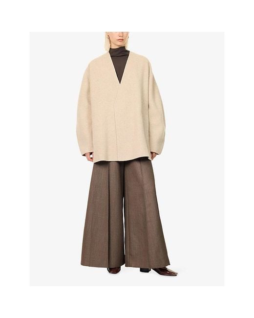Ruohan Natural Cocoon Open-Front Cashmere Jacket
