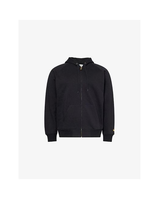 Carhartt Blue Logo-Embroidered Zip-Up Cotton-Blend Hoody for men