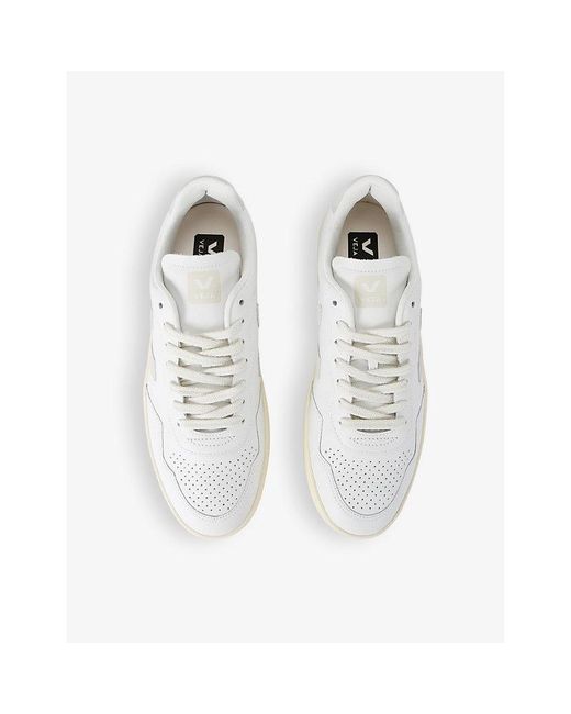 Veja White V90 Logo-Embroidered Low-Top Leather Trainers for men