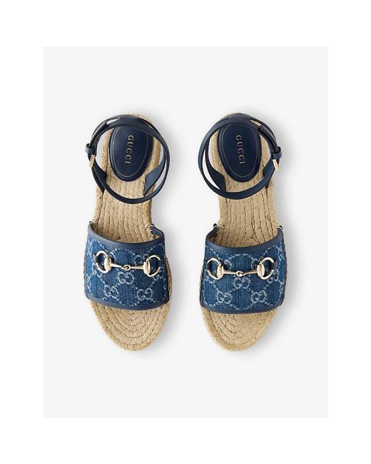 Gucci Blue Paloma Denim Platform Espadrille Sandals