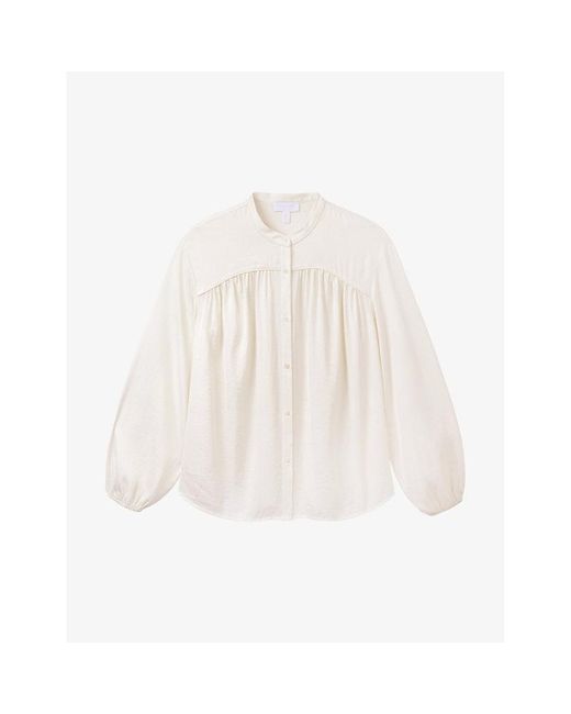The White Company White Relaxed-fit Long-sleeve Recycled-polyester Blouse