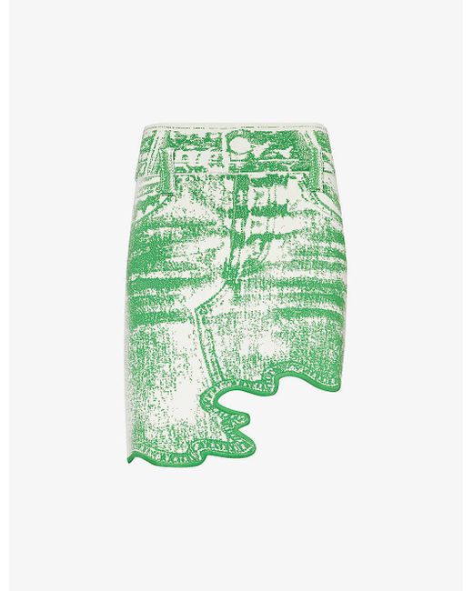 Ph5 Green Alani Uv- Graphic-pattern Knitted Mini Skirt