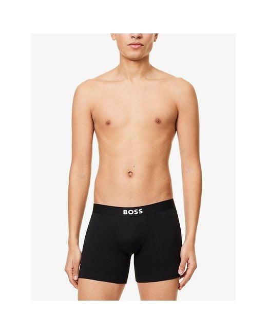 Boss Black One X David Beckham Logo-Waistband Pack Of Three Stretch-Cotton Boxers for men