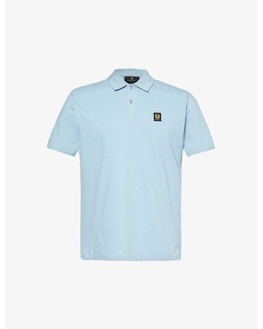 Belstaff Blue Brand-patch Short-sleeved Cotton-jersey Polo Shirt for men