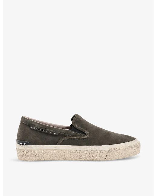 AllSaints Brown Navaho Cow-leather Slip-on Trainers for men