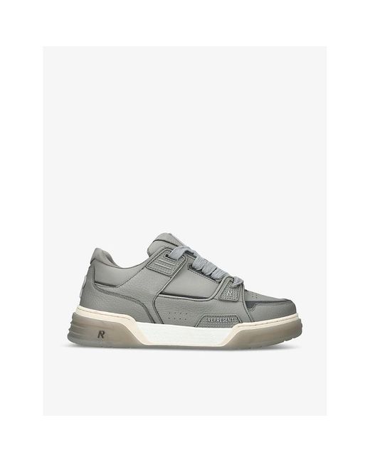 Represent Gray Studio Panelled Leather Mid-top Trainers for men