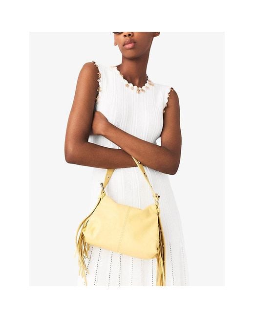 Maje Metallic Mini M Mini Crackled Leather Bag