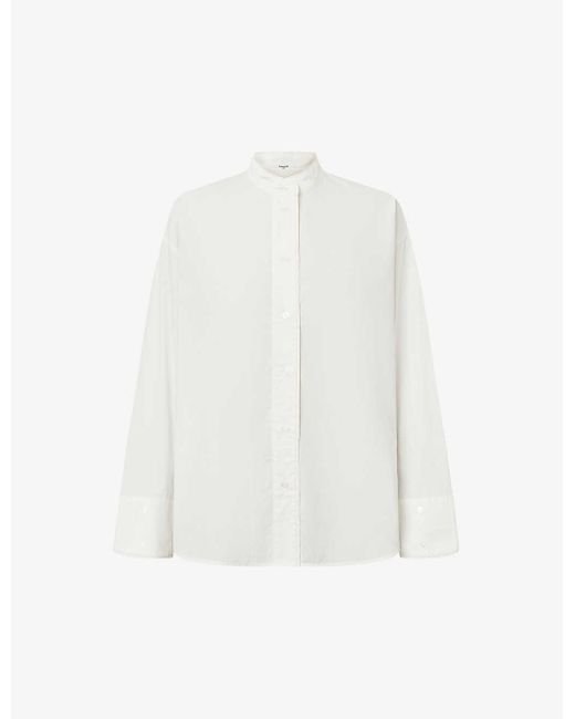 Lovechild White Zuri Mandarin-collar Relaxed-fit Organic-cotton Shirt