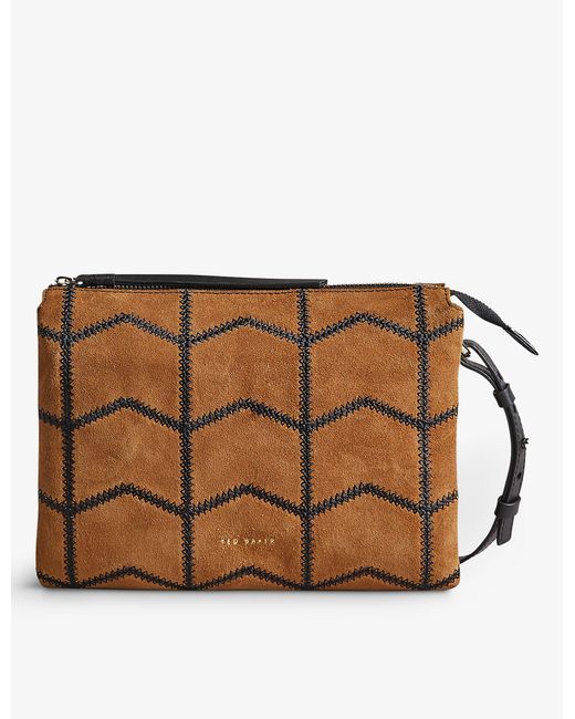 Ted Baker Emi Patterned Suede Crossbody Bag in Brown Lyst Canada