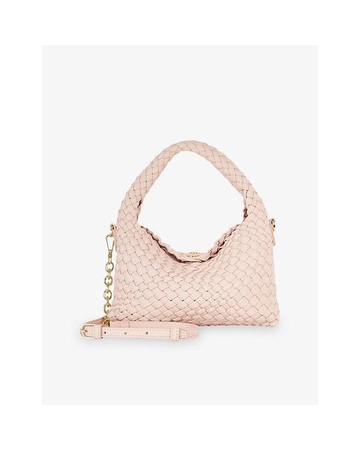 Dune Pink Dinkydeliberate Mini Woven Faux-Leather Cross-Body Bag