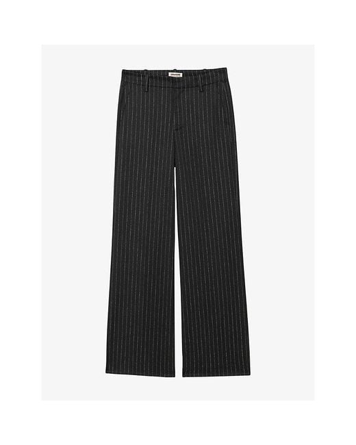 Zadig & Voltaire Black Panol Striped High-Rise Stretch-Woven Trousers
