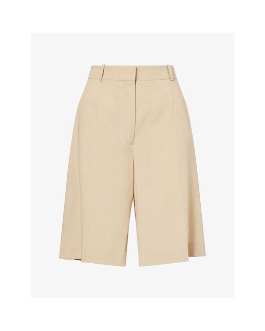 Totême  Natural Tailored Wide-Leg Cotton-Blend Shorts
