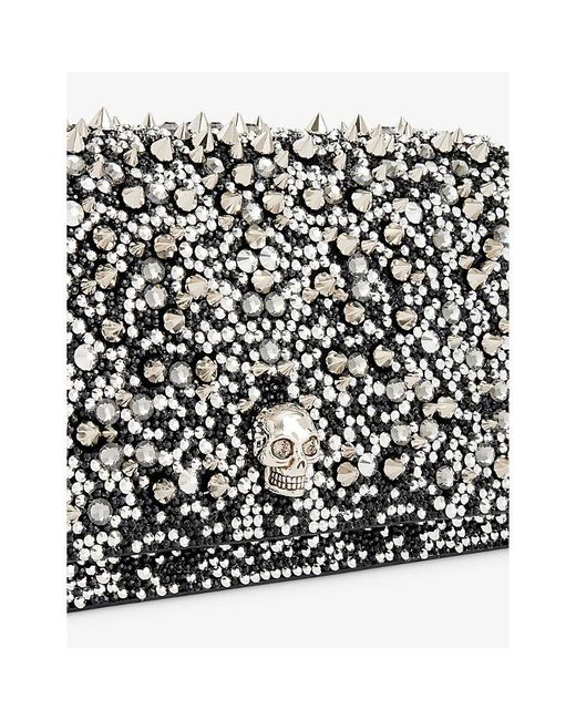 Alexander McQueen Black The Skull Crystal-embellished Small Suede Shoulder Bag