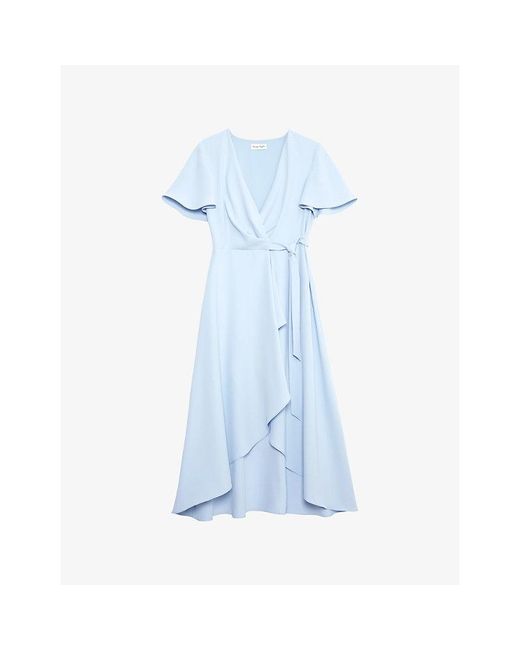 Phase Eight Blue Julissa V-Neck Wrap Woven Midi Dress