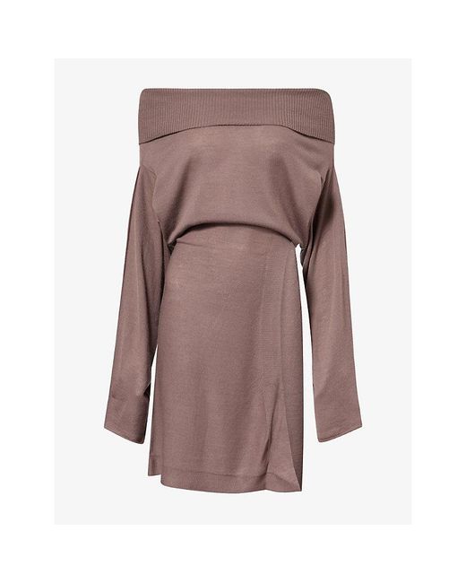 Rick Owens Brown Scarf Long-Sleeve Wool Jumper
