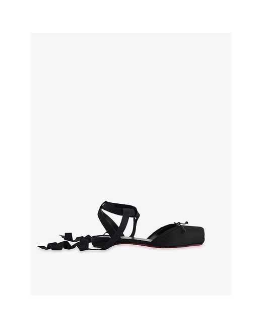 Christian Louboutin Black Cassia Lace-Up Satin Ballerina Flats