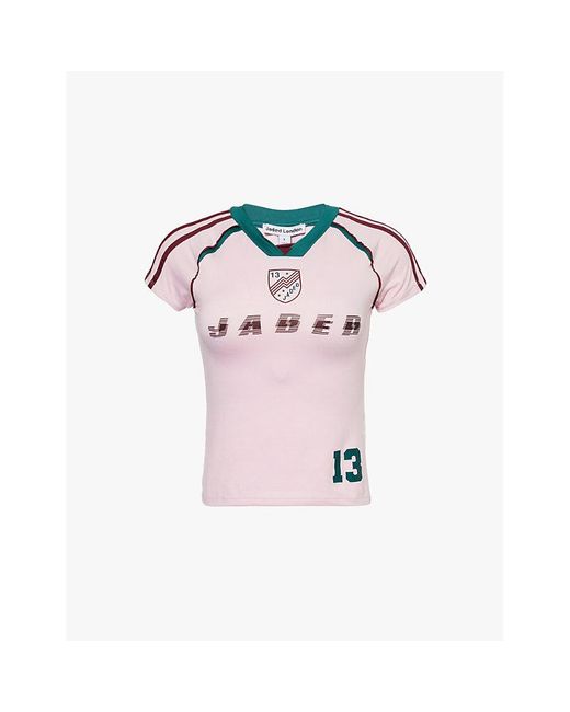 Jaded London No.13 Football Baby-Tee Jersey T-Shirt in Pink