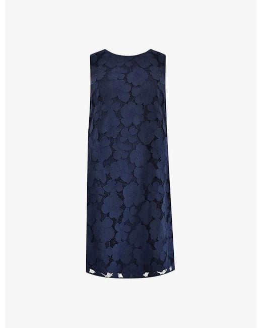 Ro&zo Blue Floral-lace Shift Mini Dress
