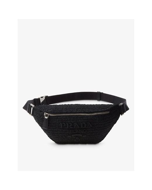 Prada Black Logo-embellished Woven Belt Bag
