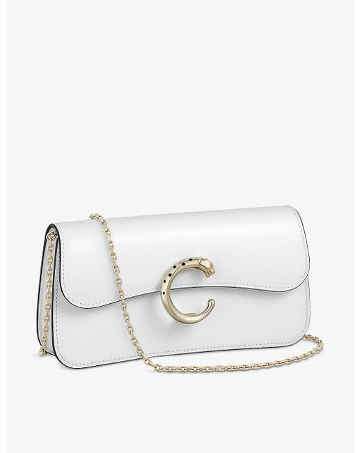 Cartier White Panthère De Chain Mini Leather Cross-body Bag